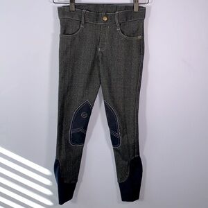 Ovation girls equestrian horse riding breeches size 10 indigo knee patch